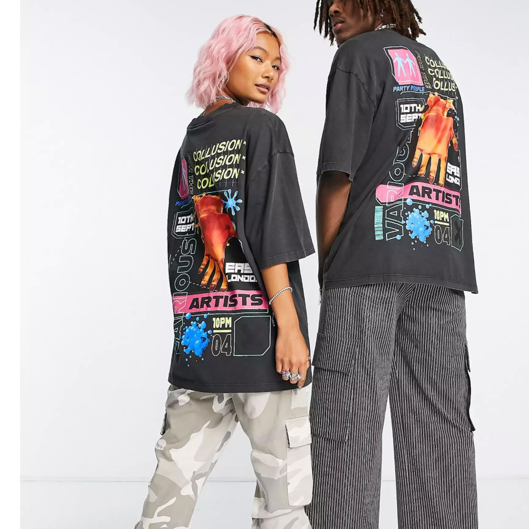 Oversized graphic t-shirt styling reference